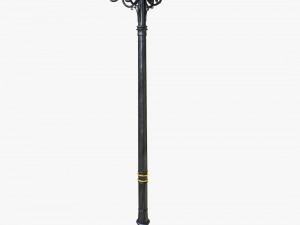 cast iron antique street light lamp crown with 5 luminaries Model 3D