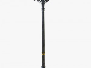 cast iron antique street light lamp crown with 5 luminaries 3D Model