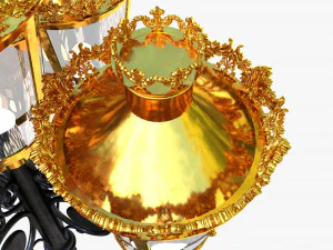 cast iron antique street light lamp crown with 5 luminaries 3D Model