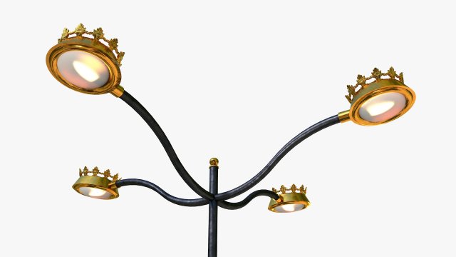 cast iron street light lamp with 4 luminaries Model 3D .c4d .max .obj .3ds .fbx .stl .blend