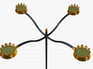 cast iron street light lamp with 4 luminaries Model 3D
