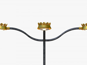 cast iron street light lamp with 4 luminaries Model 3D