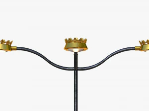 cast iron street light lamp with 4 luminaries 3D Model