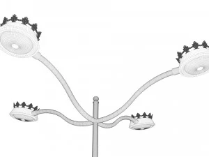 cast iron street light lamp with 4 luminaries 3D Model