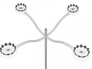 cast iron street light lamp with 4 luminaries 3D Model