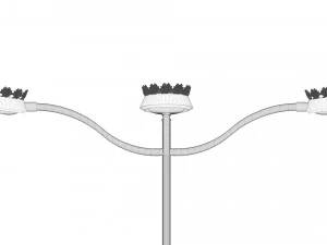 cast iron street light lamp with 4 luminaries 3D Model