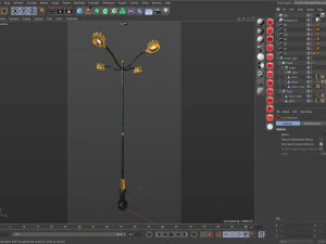 cast iron street light lamp with 4 luminaries 3D Model