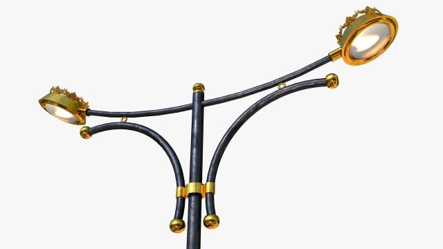 cast iron street light lamp with 2 luminaries Modèle 3D .c4d .max .obj .3ds .fbx .stl .blend