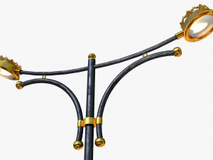 带 2 个灯具的铸铁路灯 3D 模型