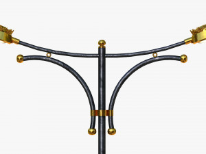 cast iron street light lamp with 2 luminaries Modèle 3D