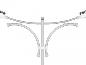 cast iron street light lamp with 2 luminaries Modèle 3D