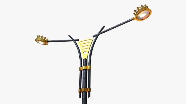 modern cast iron street light lamp with 2 luminaries 3D Модель .c4d .max .obj .3ds .fbx .stl .blend 