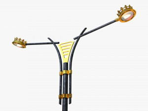 modern cast iron street light lamp with 2 luminaries 3D Model