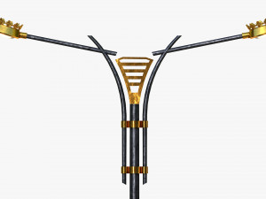 modern cast iron street light lamp with 2 luminaries 3D Модель