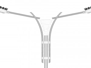 modern cast iron street light lamp with 2 luminaries 3D Модель