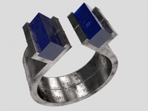 blue lapis silver ring Modello 3D