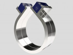 blue lapis silver ring 3D Model
