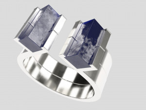blue lapis silver ring Modello 3D
