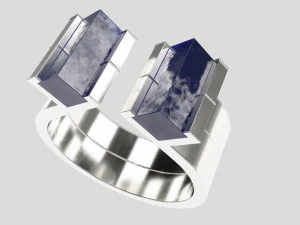 blue lapis silver ring 3D Model