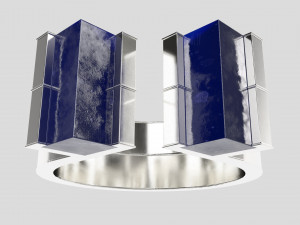 blue lapis silver ring Modello 3D