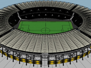 fictionald old stadium 1 - bowl with new roof 3D Model