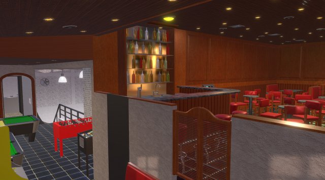 bar - indoor skatepark - game lounge Modello 3D .c4d .max .obj .3ds .fbx .stl .blend 