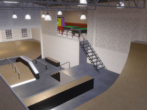 bar - indoor skatepark - game lounge Modello 3D