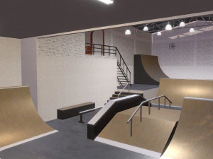 bar - indoor skatepark - game lounge 3D Model