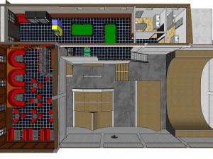 bar - indoor skatepark - game lounge Modello 3D