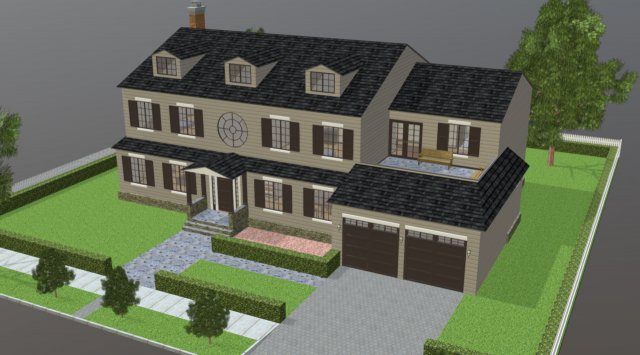 furnished colonial suburban house Modelo 3D .c4d .max .obj .3ds .fbx .stl .blend 