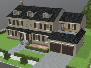 furnished colonial suburban house 3D 模型
