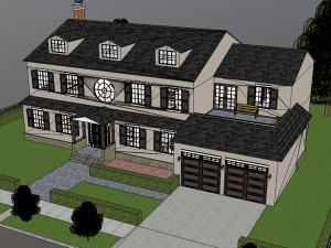 furnished colonial suburban house Modelo 3D