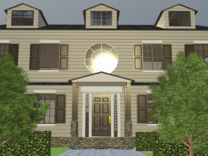 furnished colonial suburban house Modelo 3D