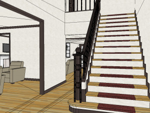 furnished colonial suburban house Modelo 3D