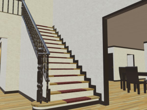 furnished colonial suburban house Modelo 3D