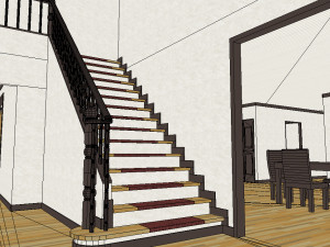 furnished colonial suburban house Modelo 3D