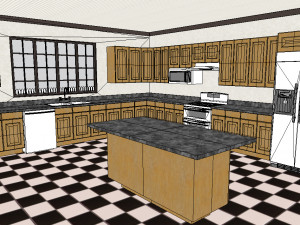 furnished colonial suburban house Modelo 3D