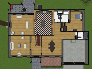 furnished colonial suburban house Modelo 3D