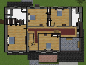 furnished colonial suburban house Modelo 3D