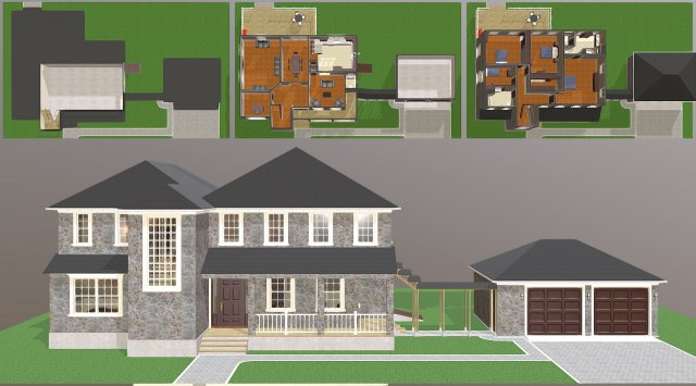 furnished suburban house 3D 모델 .c4d .max .obj .3ds .fbx .stl .blend 