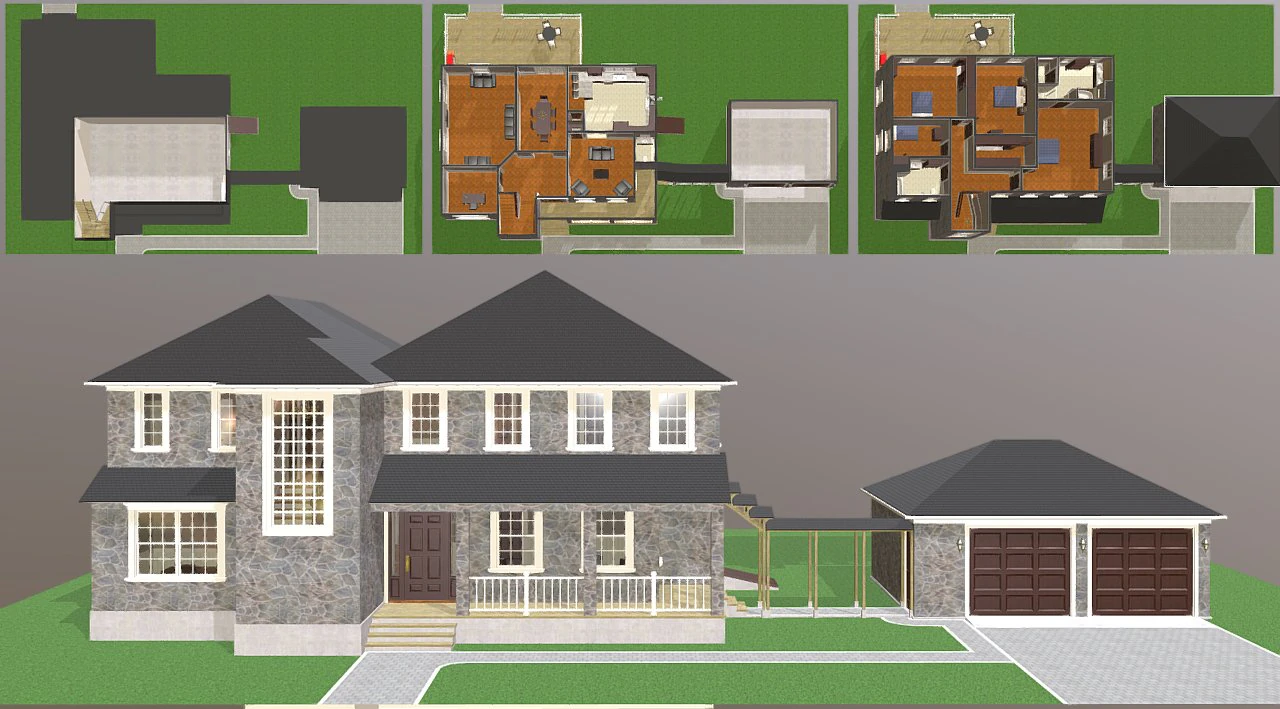 furnished suburban house 3D Model .c4d .max .obj .3ds .fbx .stl .blend