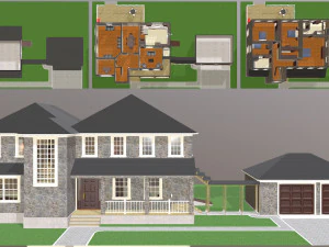 umeblowany dom podmiejski Model 3D