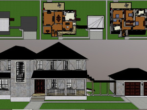 furnished suburban house 3D 모델