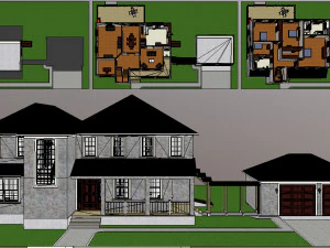 furnished suburban house 3D Model