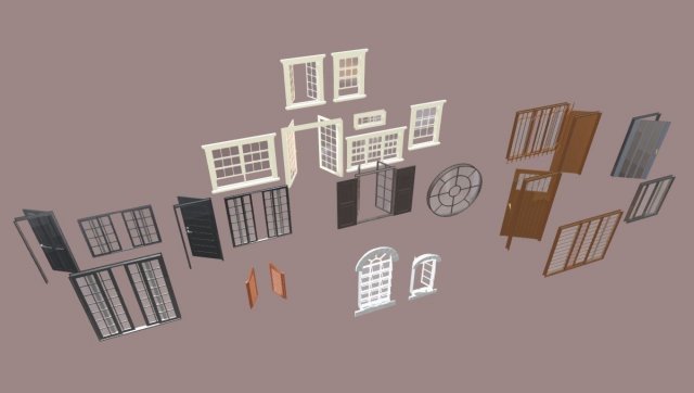 Various types of doors and windows 3D Model .c4d .max .obj .3ds .fbx .stl .blend 