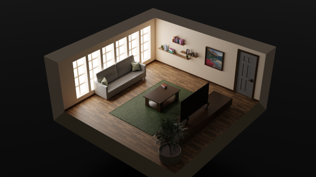 Living room 3D 3D 模型 .c4d .max .obj .3ds .fbx .stl .blend 