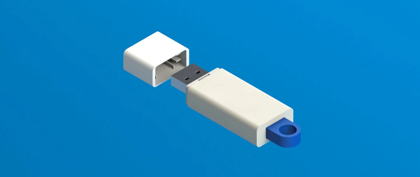 Flash drive with cover 3D Print Model .c4d .max .obj .3ds .fbx .stl .blend 