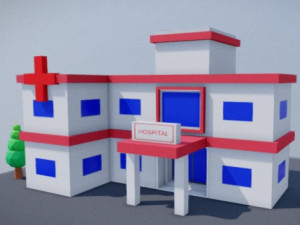 low poly hospital scene 3D Model