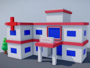 低聚医院场景 3D 模型