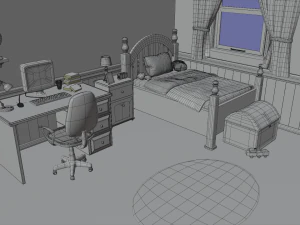 kids bedroom - cartoon style 3D Model